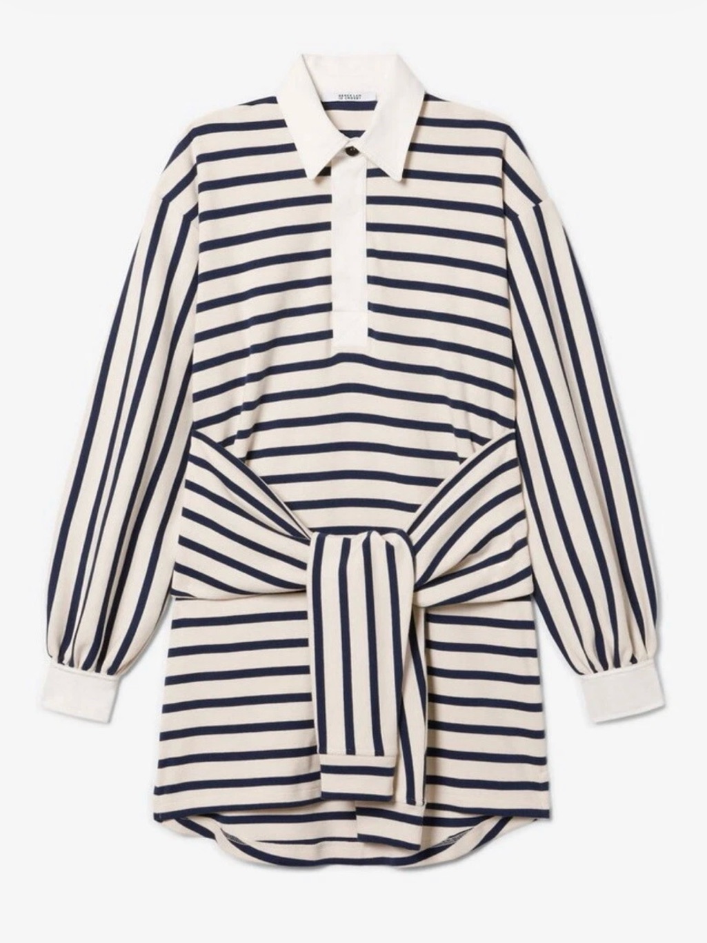 Derek Lam Striped Polo Dress In Navy And Cream